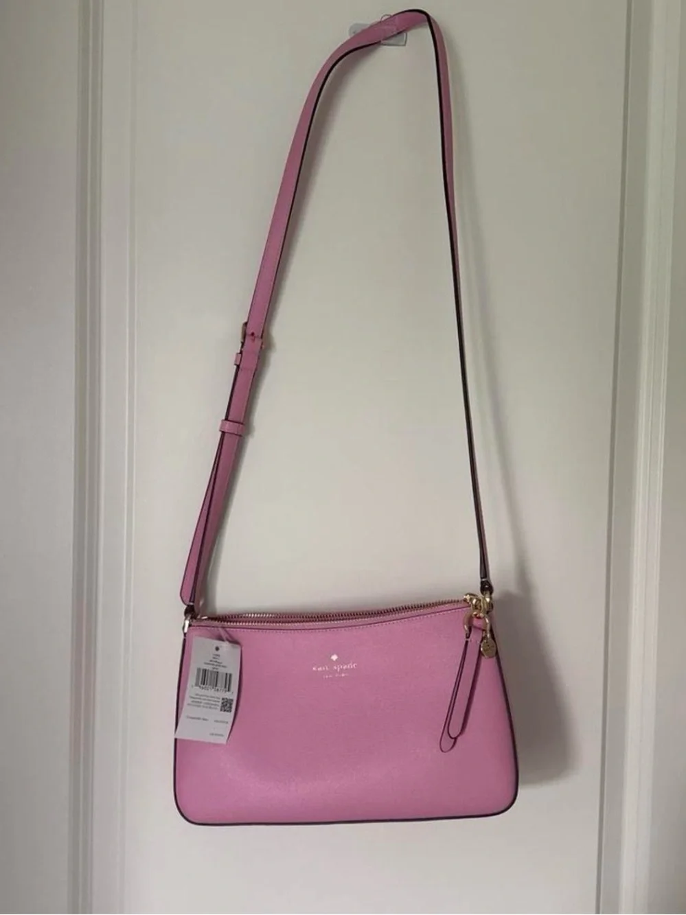 kate spade Pebbled Leather Pink Crossbody Bag with Gold Hardware